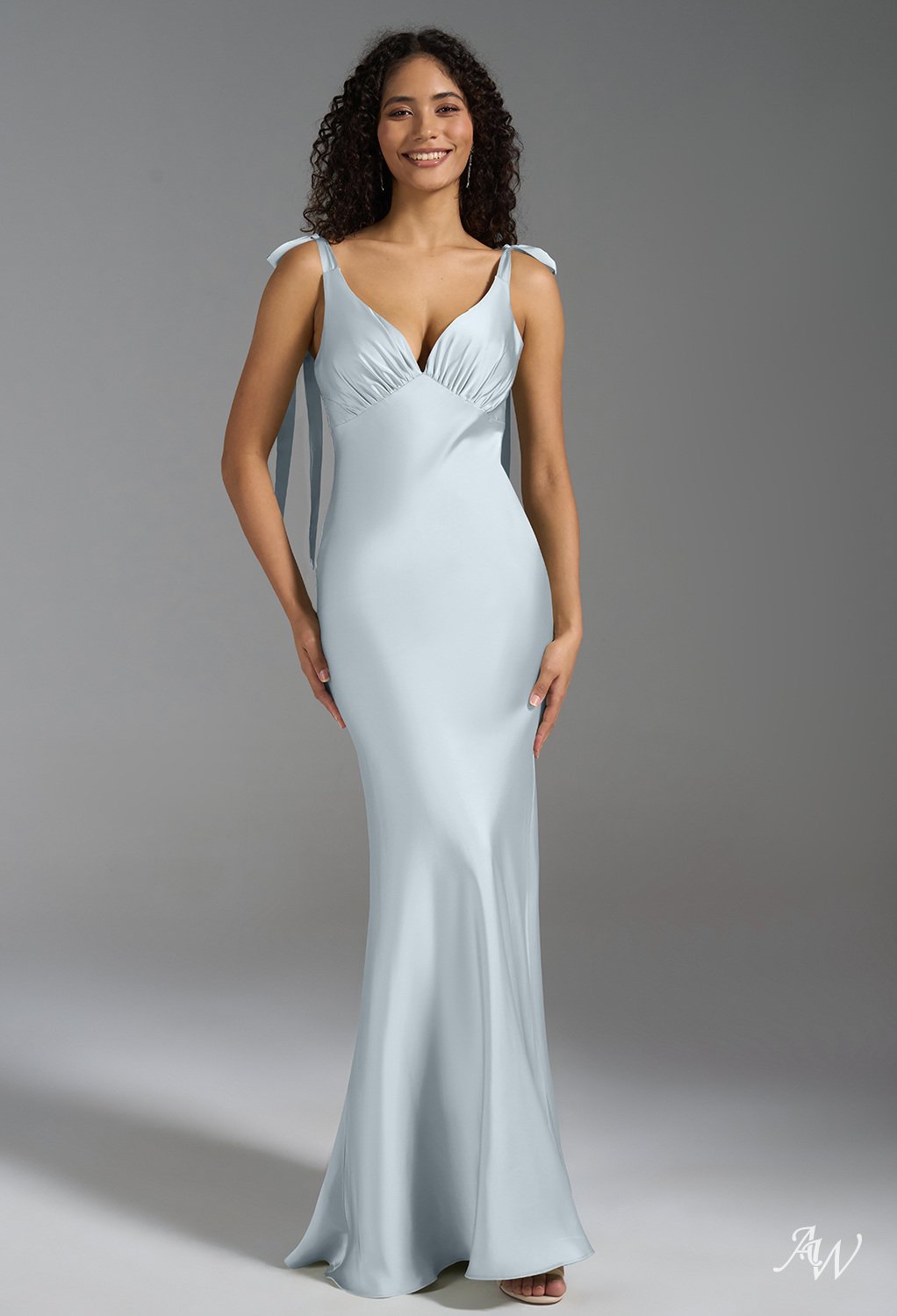 AW Chiara Baby Blue Satin Charmeuse Bridesmaid Dresses image1